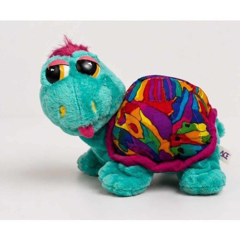 Vintage 1994 ACE Turtle Plush‎ Stuffed Animal Psychedelic Rainbow Carnival Toy